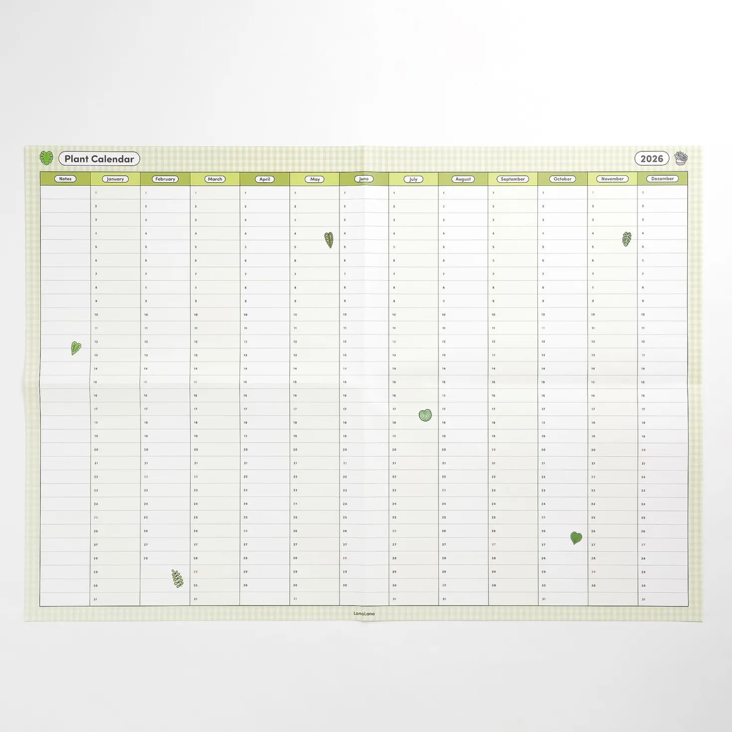 2026 Plant Yearly Calendar Poster