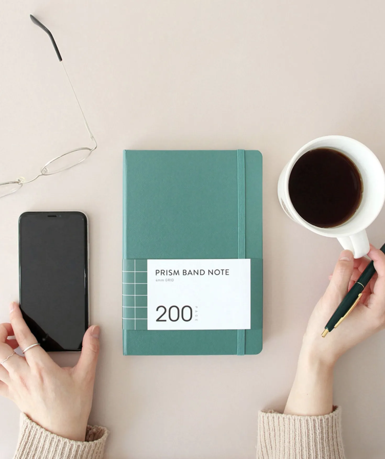 Prism 200p Hardcover Band Grid Notebook