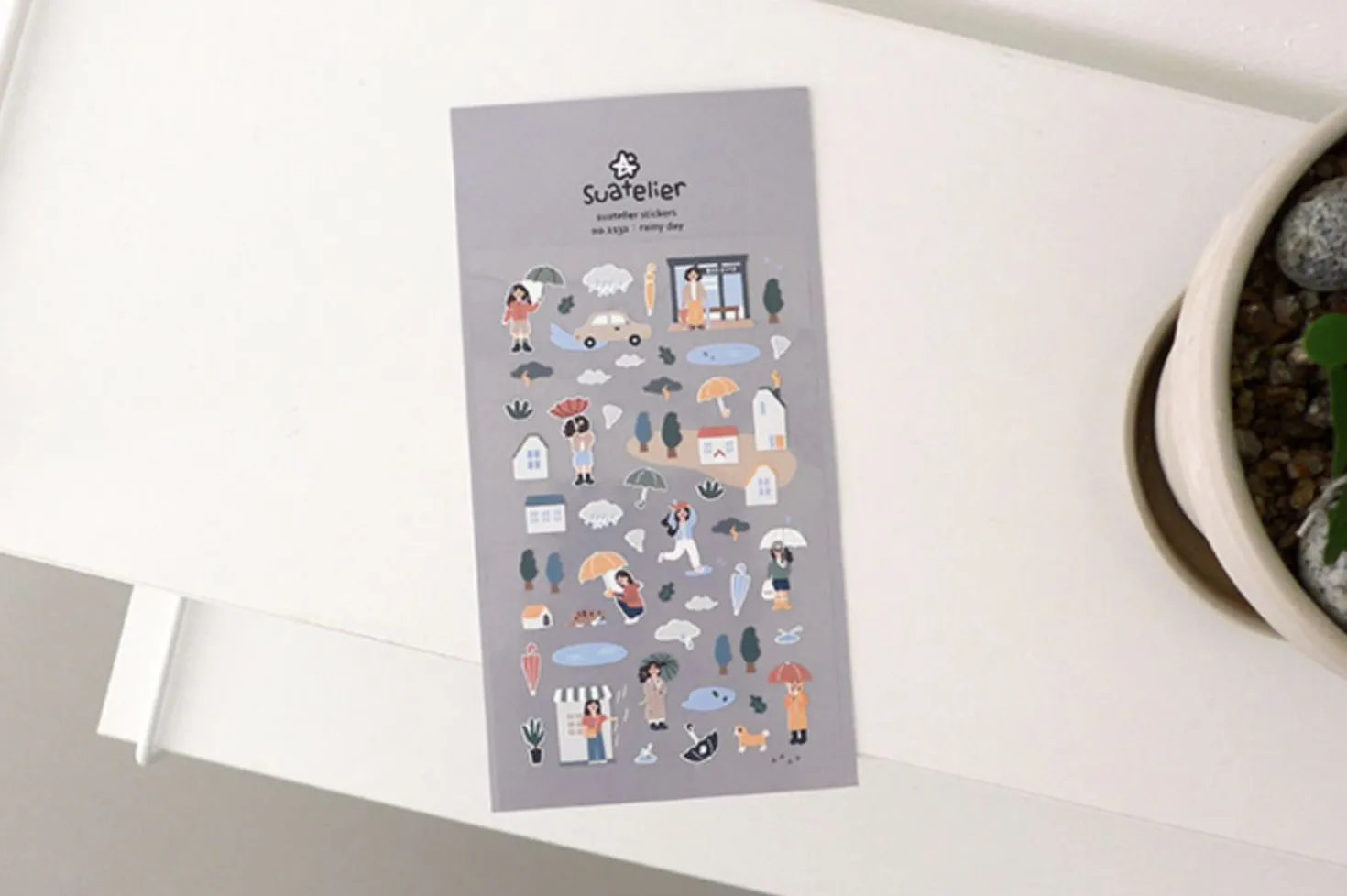 Rainy Day & Umbrella Deco Sticker
