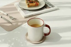 Round Vegan Leather Tea Coaster
