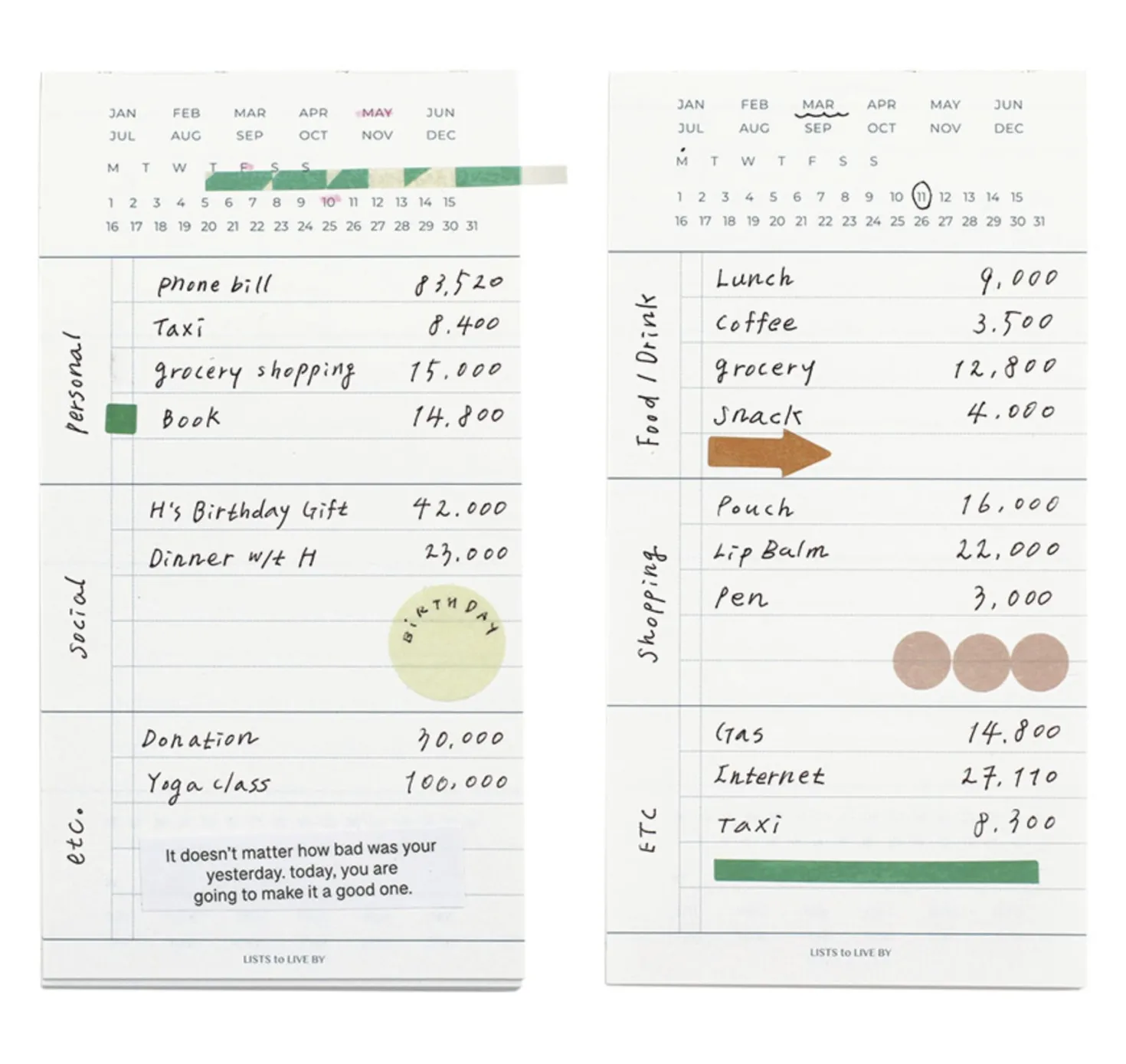 3-Row Daily Handy Planner