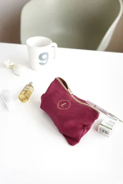 Small Linen Gold Zipper Pouch