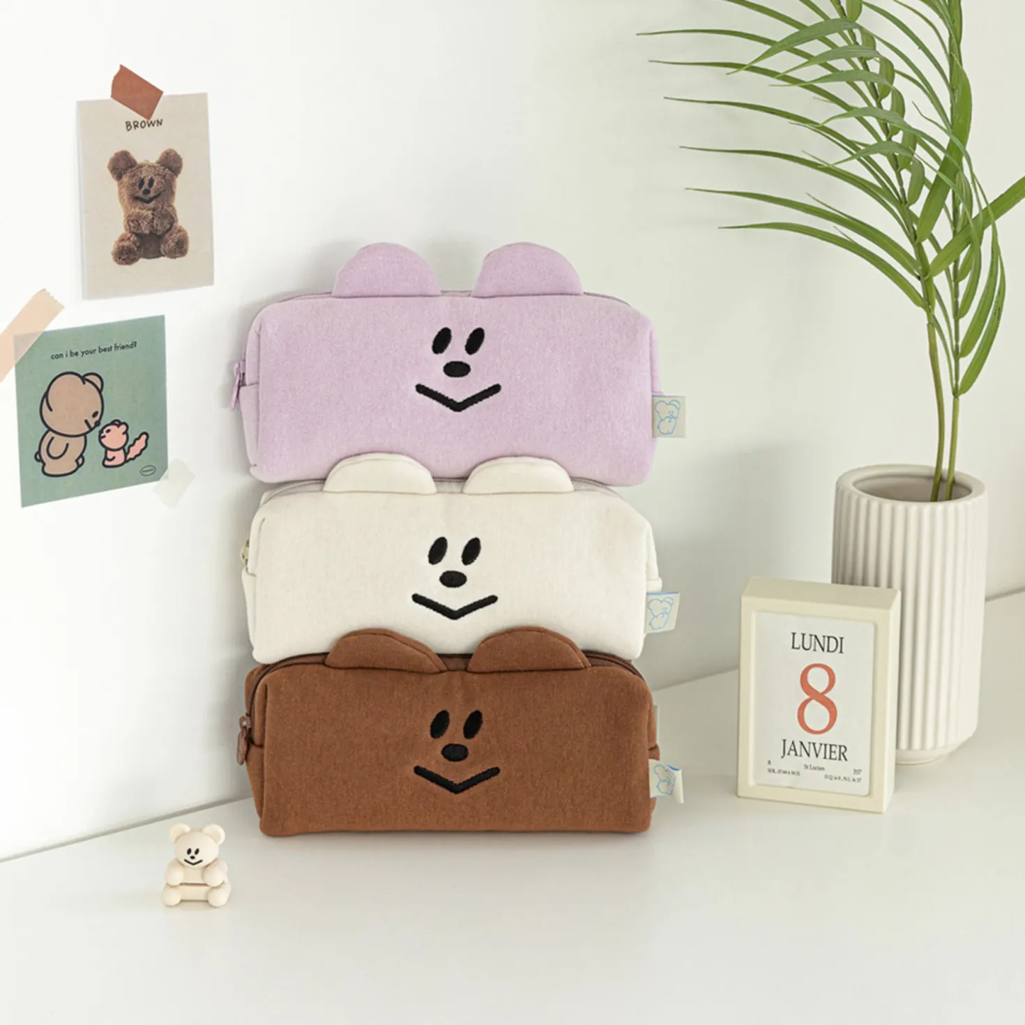 Smile Bear Cushion Pencil Pouch