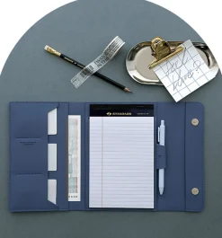 Vegan Leather A5 Notepad & Pen Organizer Set