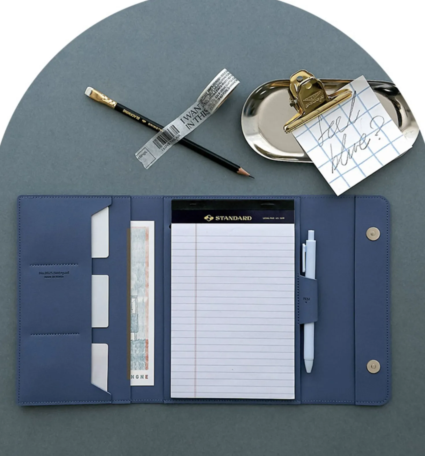 Vegan Leather A5 Notepad & Pen Organizer Set