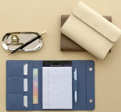 Vegan Leather A5 Notepad & Pen Organizer Set