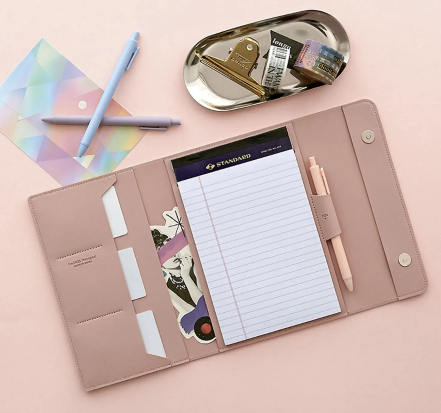 Vegan Leather A5 Notepad & Pen Organizer Set