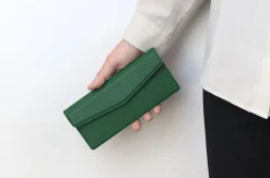 Vegan Leather Button Envelope Pouch